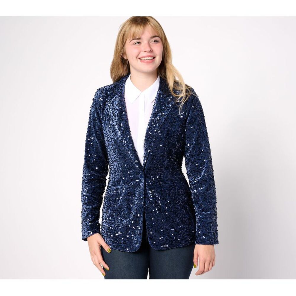 Joan Rivers Classics Collection Women's Jacket Sz XL Carpet Velvet Purple